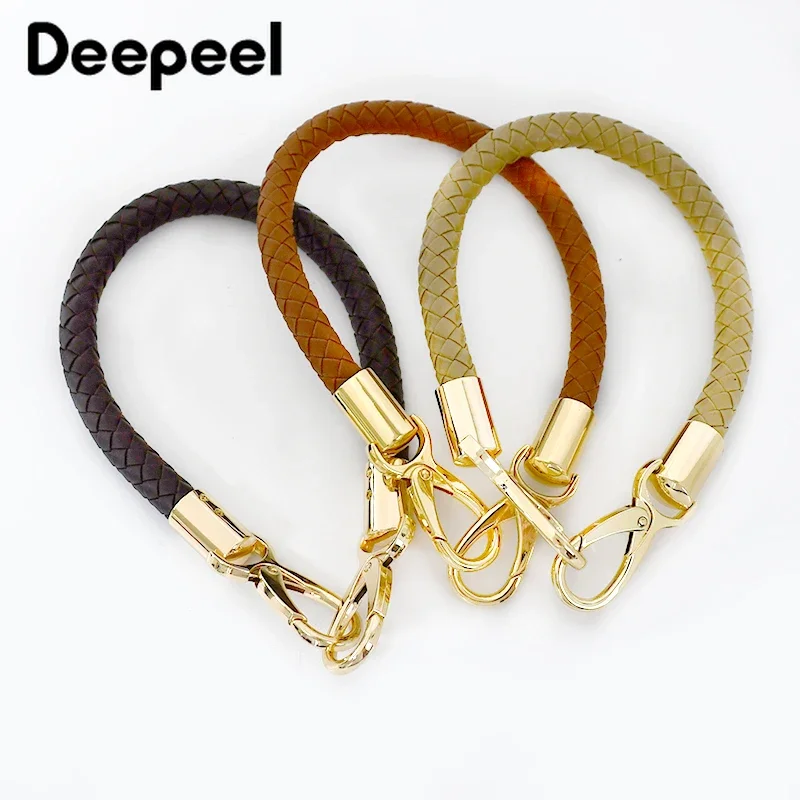 2Pcs Deepeel 30-60cm Metal PU Leather Handles Handbags Single Shoulder Bags Handle Woven Replacement Straps DIY Bag Accessories