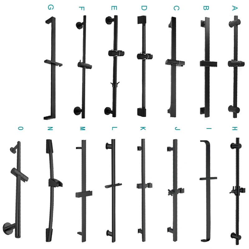 

Matt Black Sliding Shower Bar Shower Column Movable Adjustable Wall Mounted with Bracket Holder Round Square Oval