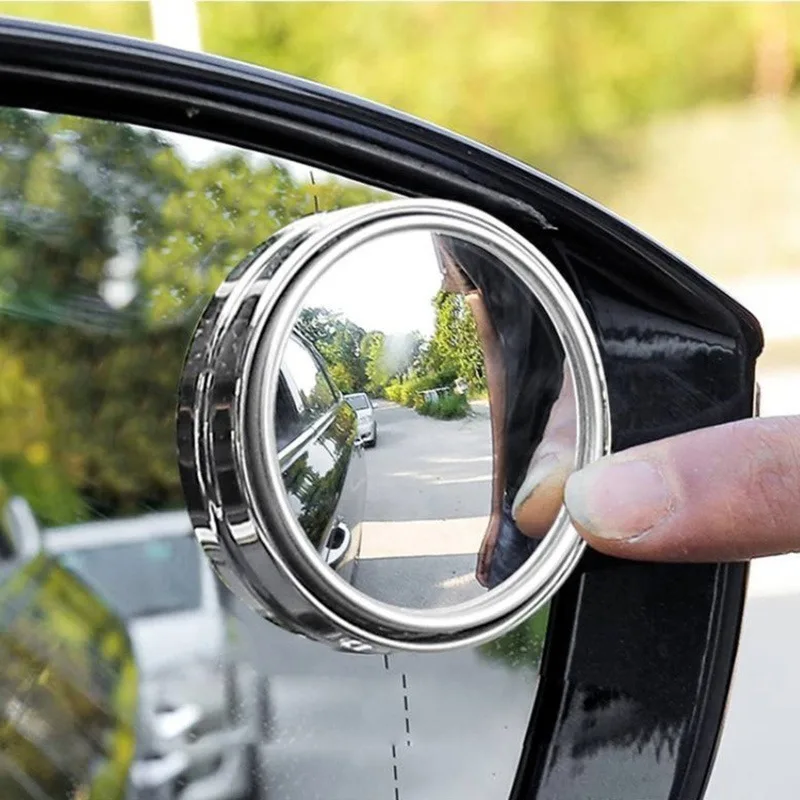 Car Stickup Mount Auxiliary Rearview Mirror 360 Degree Rotating Wide-angle Round Frame Blind Spot Mirror 2 Pcs blind spot mirror,wide angle mirror