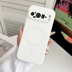 Magnetic Metallic Texture Shockproof Phone Case with Magsafe Wireless Charging Compatibility - Google Pixel 11 (WHITE)