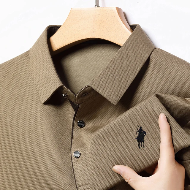 Polo de luxe léger pour hommes, T-shirt à manches longues, décontracté, quotidien, Base de sweat-shirt à revers, 202 Paul 1