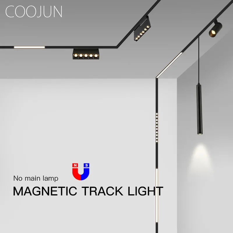 COOJUN Magnetic Track Lights Embedded LED Spotlight Downlight 48V Without Main Light Living Room Lighting Grille Lamp Series