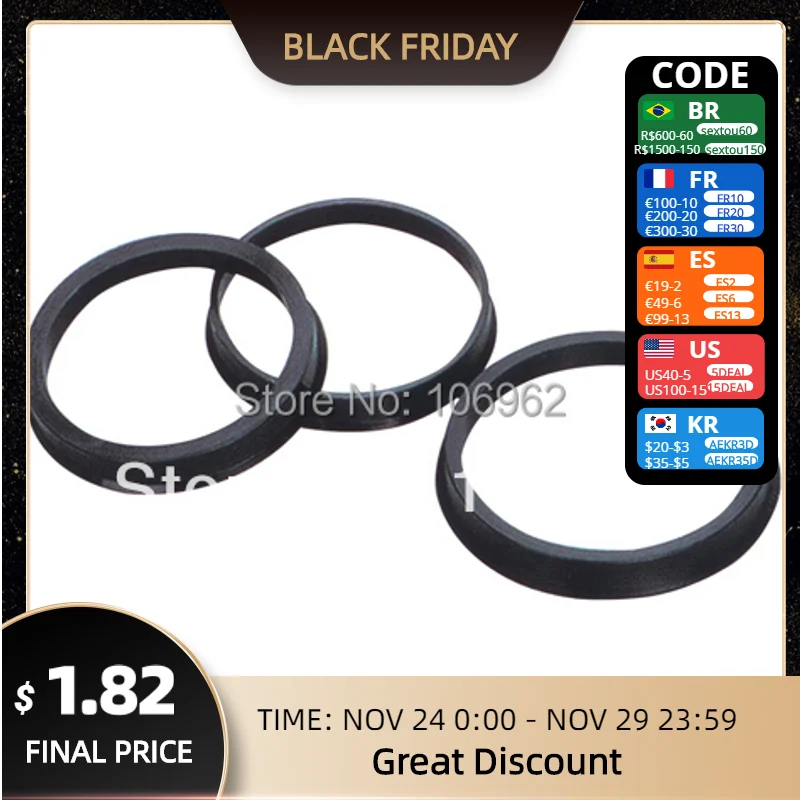 70.157.1mm 4pcs Black Plastic Wheel Hub Centric Rings For Vw Skoda