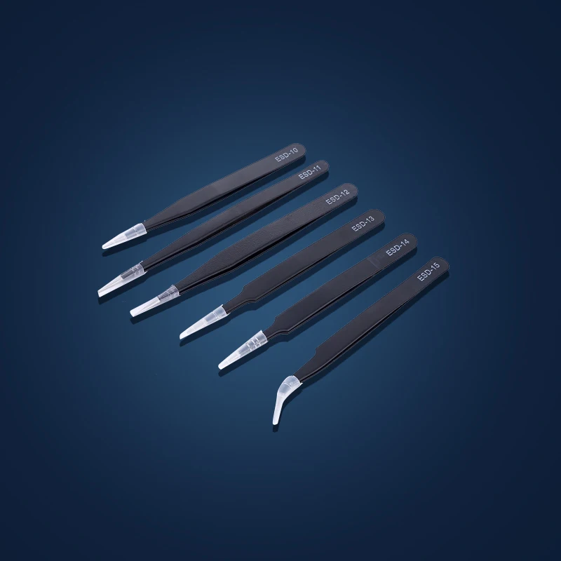 6 Pcs Precision Tweezers ESD Maintenance and Antistatic Pincet Stainless Steel Industrial Electronic Components Hand Tools precision tweezers tweezer tool esd anti static tweezers