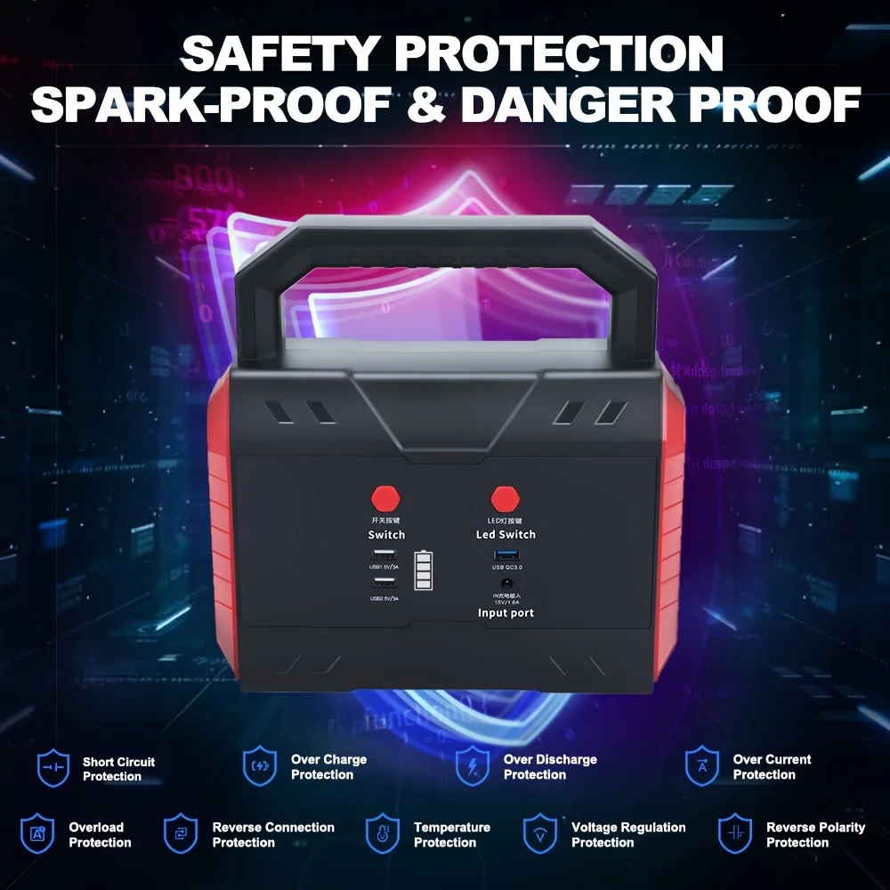 6000A 24V/12V Truck Start Power Bank, 49800mAh Jump Starter, Portable Heavy Duty Booster, QC3.0 LED Jump Start