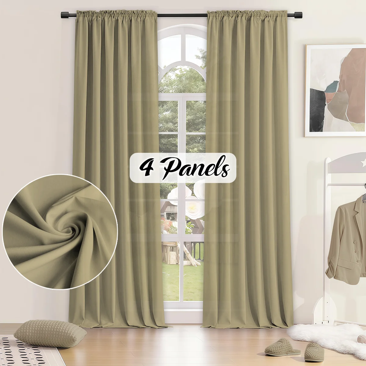 Solid color privacy curtains in taupe