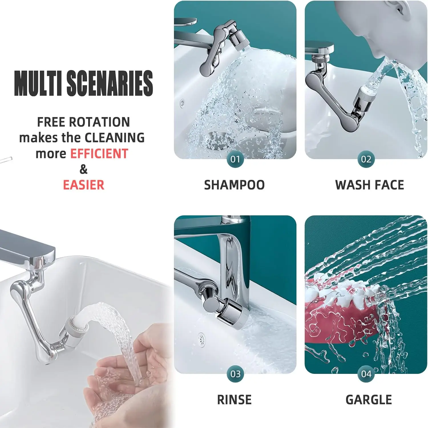 Plastic 1080° Rotation Faucet Aerator Extender Swivel Robotic Arm Faucets Sprayer Head Nozzle Kitchen Tap Saving Water 5