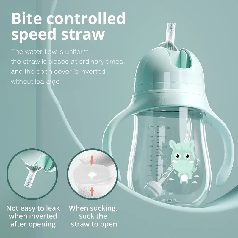 240ML baby Bottle Drinking Cup Feeding Bottle Wide Diameter Multi-Purpose Milk Drinking BPA-Free