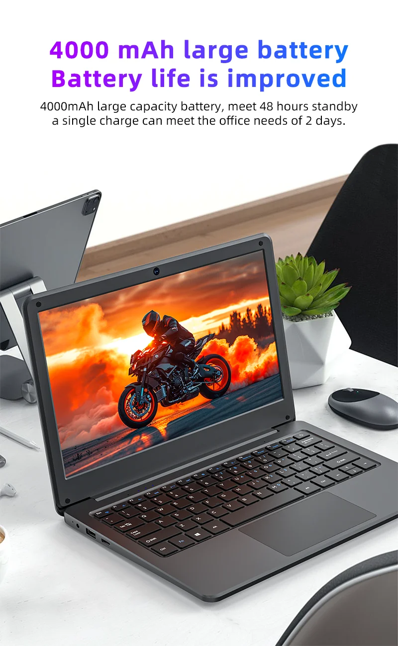 JOHNKANG 11.6 Inch Mini Laptop Intel Celeron N4000 8G RAM 128G 256G SSD Wifi Office Study Black Portable Ultraslim Pocket Laptop