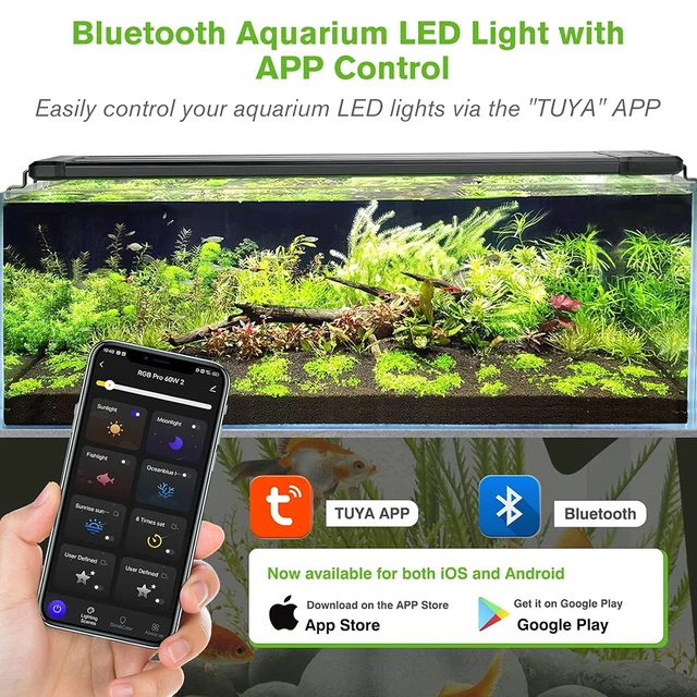 Smart Bluetooth APP Control RGB Fish Tank Light Full Spectrum Dimmable Fishbowl Lights for Fish Tanks And Aquariums Accessories 2