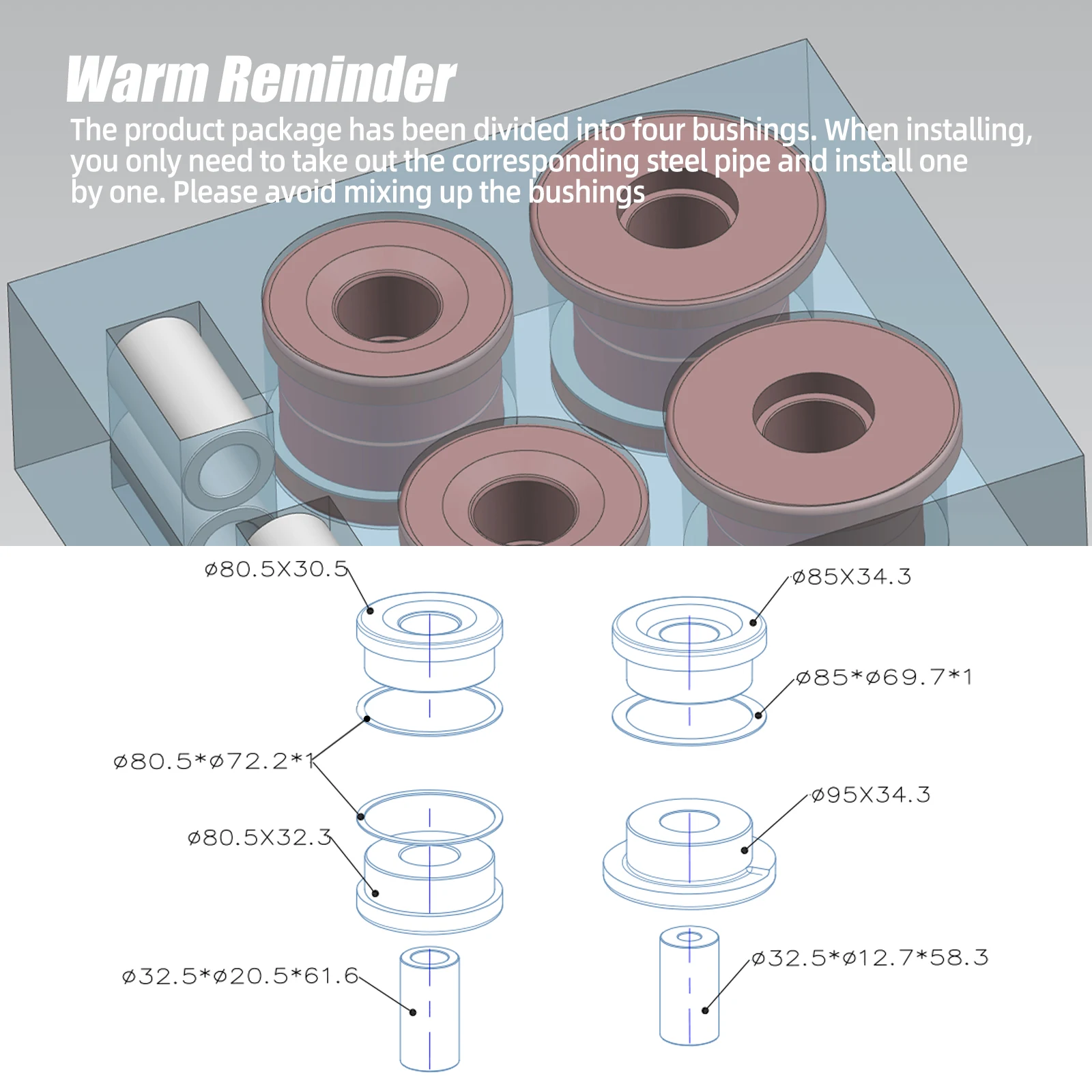 BEVINSEE Polyurethane Rear Subframe Frame Bushing Kit For BMW E46 for BMW X3 E83 Replace 33316770781 33316770783 33316770784 control arm bushings kit