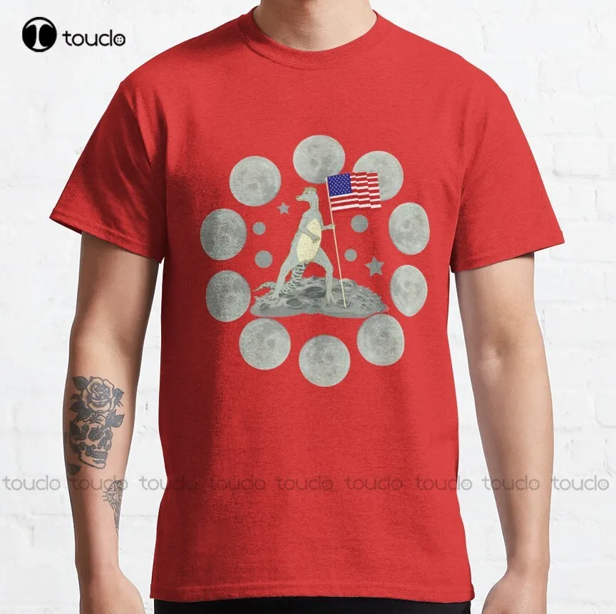 

Dinosaurs On The Moon |Moon Illustration| Dinosaurs Lover Classic T-Shirt Men White Tshirt Custom Aldult Teen Unisex Xxs-5Xl