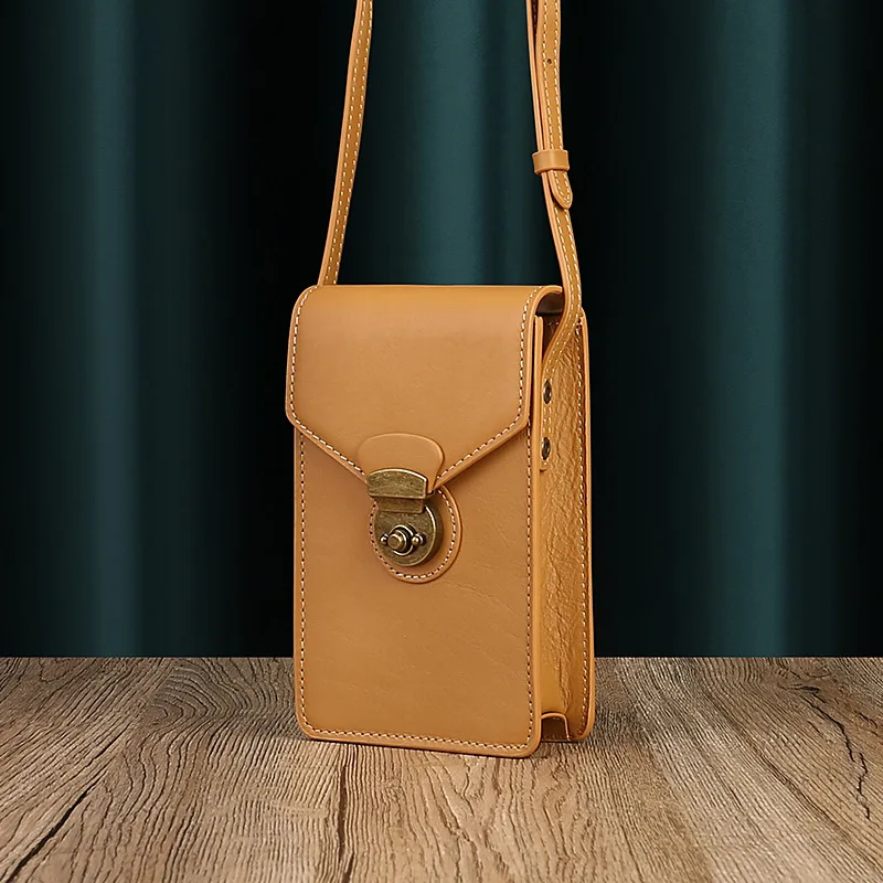

New Mobile Phone Bag Genuine Leather Women's Bag Fashion Versatile Crossbody Bag Women's Solid Color Simple Shoulder Bag Women