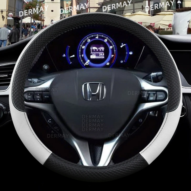 Steering Wheel Cover For Honda Civic 2004-2009 2012-2015 PU Leather Non-slip Auto Accessories