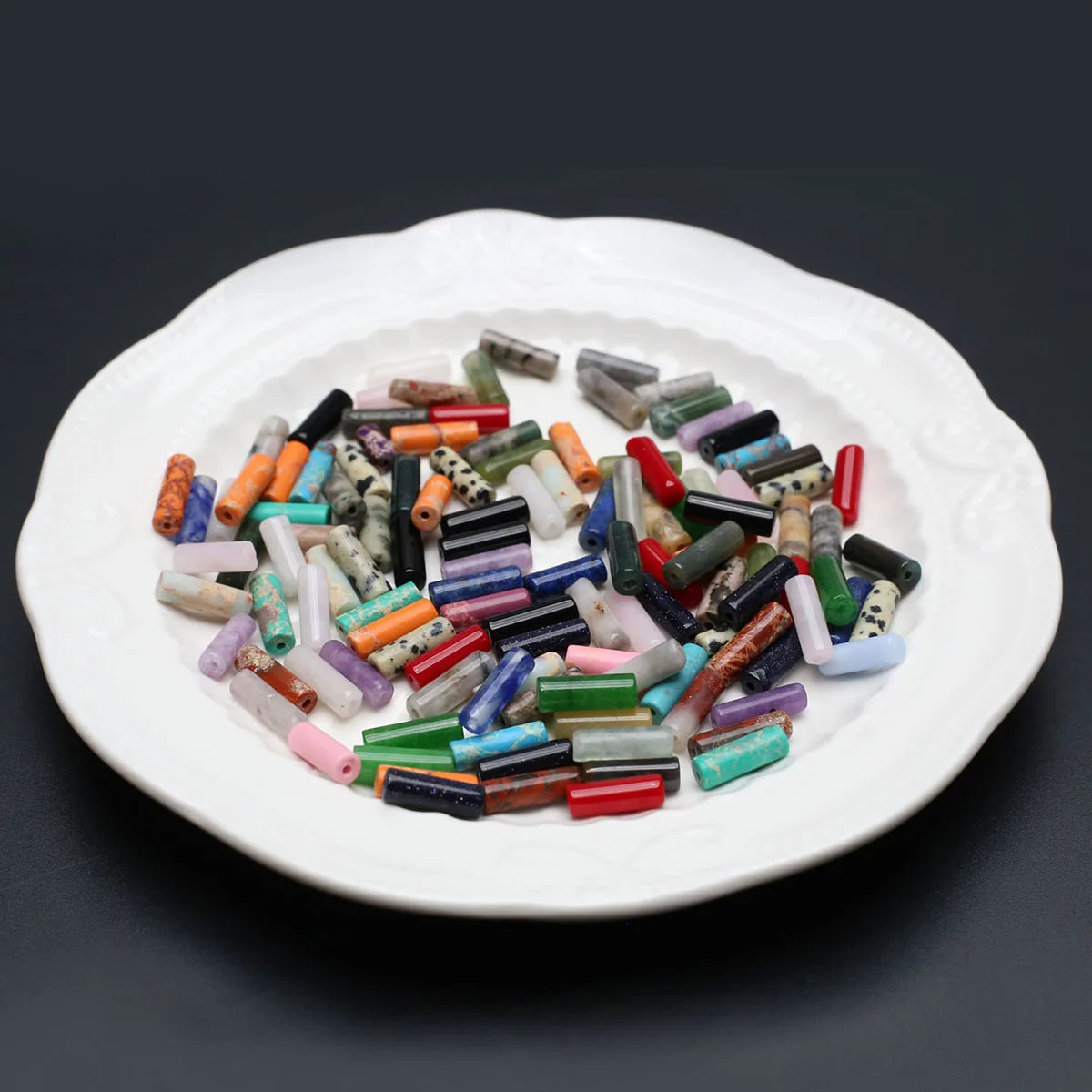 

100PCS Wholesale Random Loose Spacer Natural Stone Cylindrical Opal Agate Bead Jewelry Making DIY Necklace Bracelet Accessories