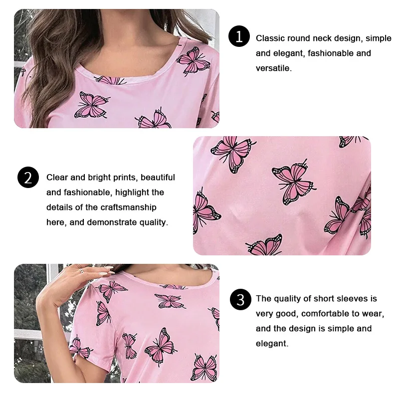 Women's Nightdress Summer Short Sleeve Sleep Shirt Round Neck T-shirt Dress Soft Nightgowns Home Clothes Sleepwear & Loungewear women nightgowns women nightdresses sleeping dress