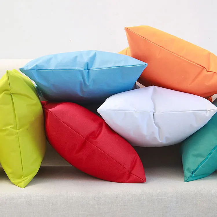 Solid Color Outdoor Waterproof Cushion Cover Candy-colored Simple Rainproof Stain-resistant Throw Pillow Covers for Patio Sofa 4