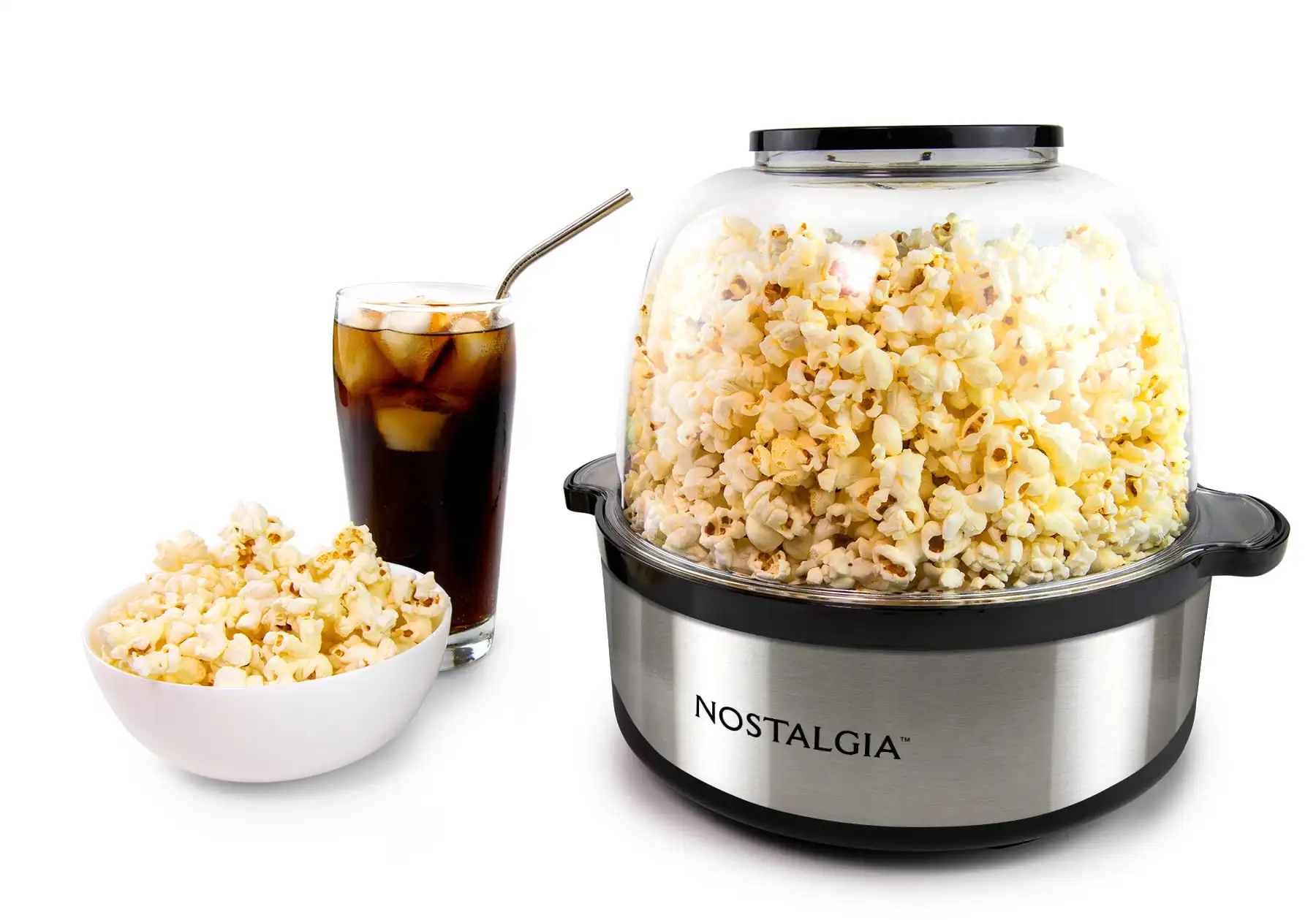 6 Qt Stirring Popcorn Machine with Serving Bowl Measuring Cup Oil Spoon  Kitchen - AliExpress