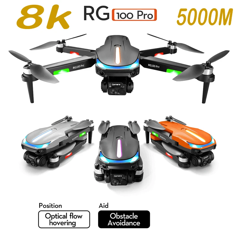 2024 New RG100 PRO RC Drone 8K HD Aerial Photography Three-way Dual Camera With Obstacle Avoidance Quadcopter Toys Gift 5000M