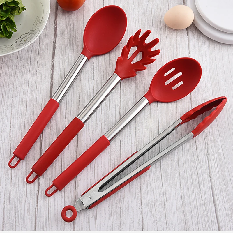 1Pc Silicone Kitchen Utensils Turner For Kitchen Cooking Tools Ladle Non-stick Cookware Stainless Steel Accessories