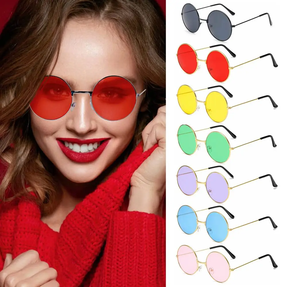 Fashion Metal Sunglasses UV Protection Circle Glasses Retro Round Sunglasses Colorful Women Men Party Eyewear Disco Sunglasses