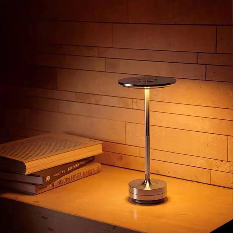 

Nordic Luxury Rechargeable LED Touch Bedside Lamp Night Light Coffee Decor Bar Table Lamp For Study Bedroom Bedside Desk Light