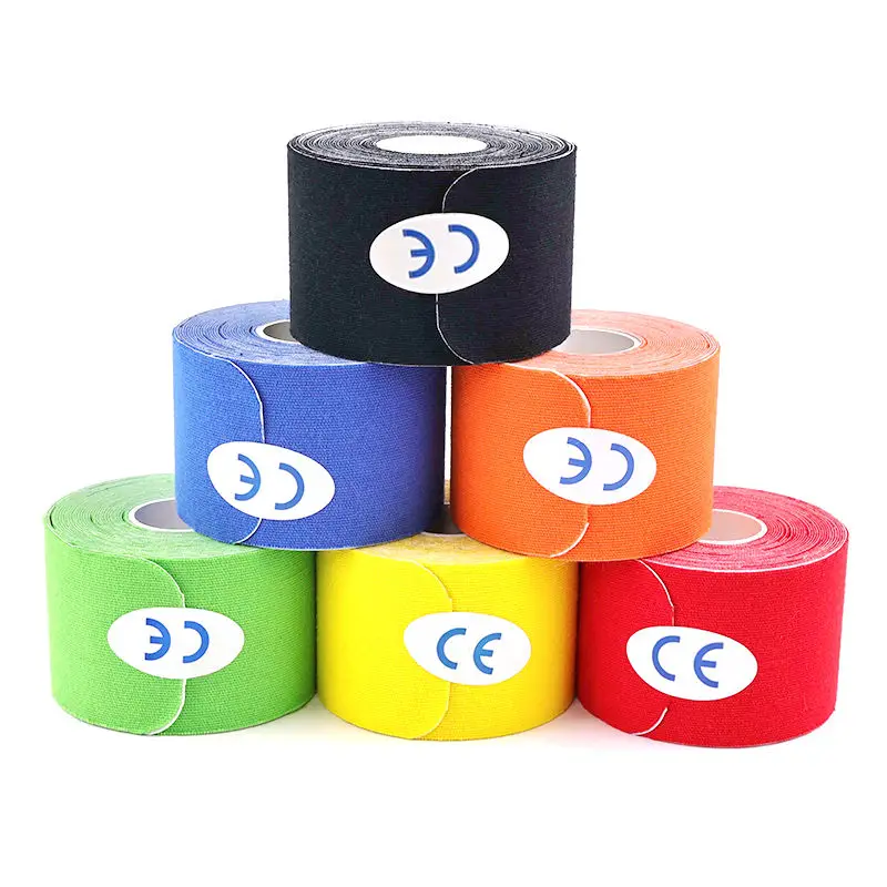 운동 회복용 탄성 근육 통증 완화 무릎 패드, 편리한 피트니스 스포츠 보호대, 2 롤 프리컷 운동 요법 테이프, 5cm x 5m 