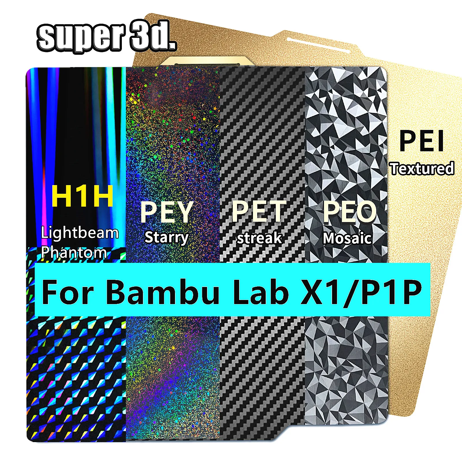 Dupla Face Texturizada Primavera Chapa de Aço Carbono Pet Build Placa Bamboo Lab Pei H1h Pey Upgrade P1p P1s x1 257×257 mm