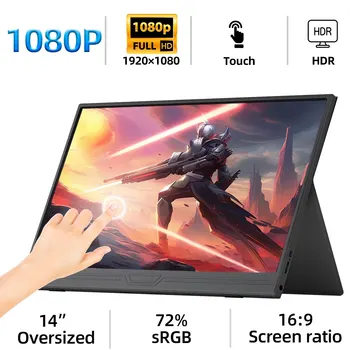 ZSUS 14 인치 휴대용 모니터 터치 스크린, 1920x1080 HDR 로우 블루 라이트, XBox PS4/ 5 Switch Loptop 휴대폰 PC 익스텐션