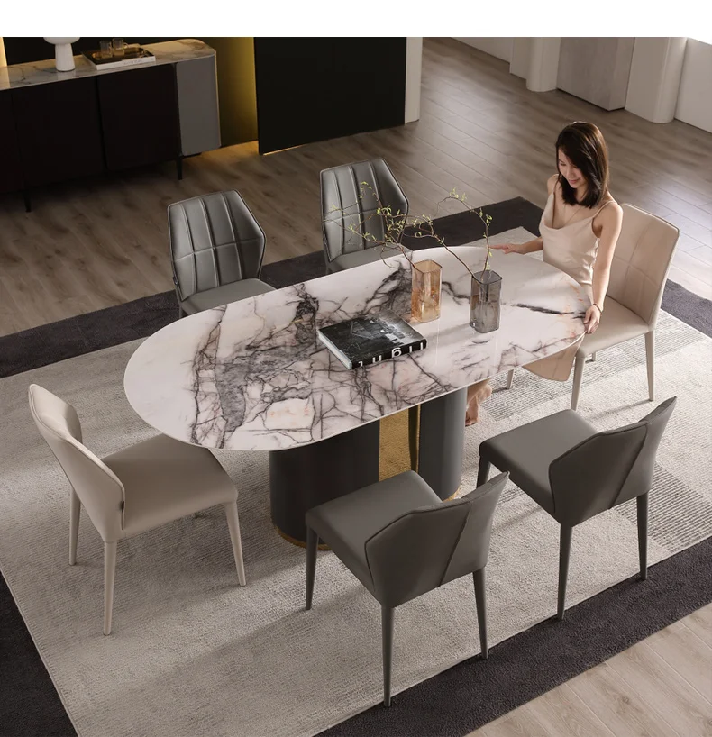 

Шиферный обеденный стол, яркий планшетофон, роскошный новый домашний высококачественный современный минималистичный Овальный Обеденный стол в итальянском стиле, 2022