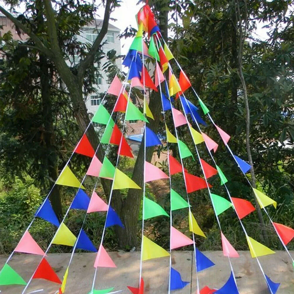 50m 100 Flags Multicolored Triangle Flags Bunting Banner Pennant Festival Outdoor Decoration Garland Festival Party Holiday party decorations birthday banner