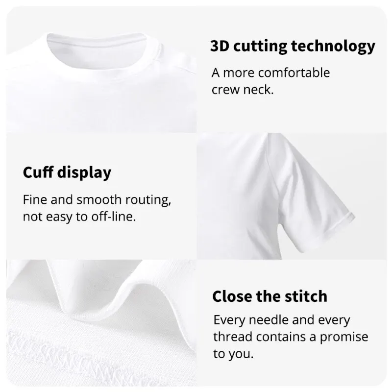3pcs Summer Men's Short-sleeved T-shirt Clothes Pure Cotton Summer White T-shirt Short-sleeved Base Shirt Spring and Top