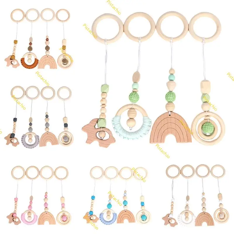 QX2D 4 Pcs/Set Baby for Play Gym Frame Activity Hanging Pendants Fitness Rack Decorations Sensory Stroller Ornaments