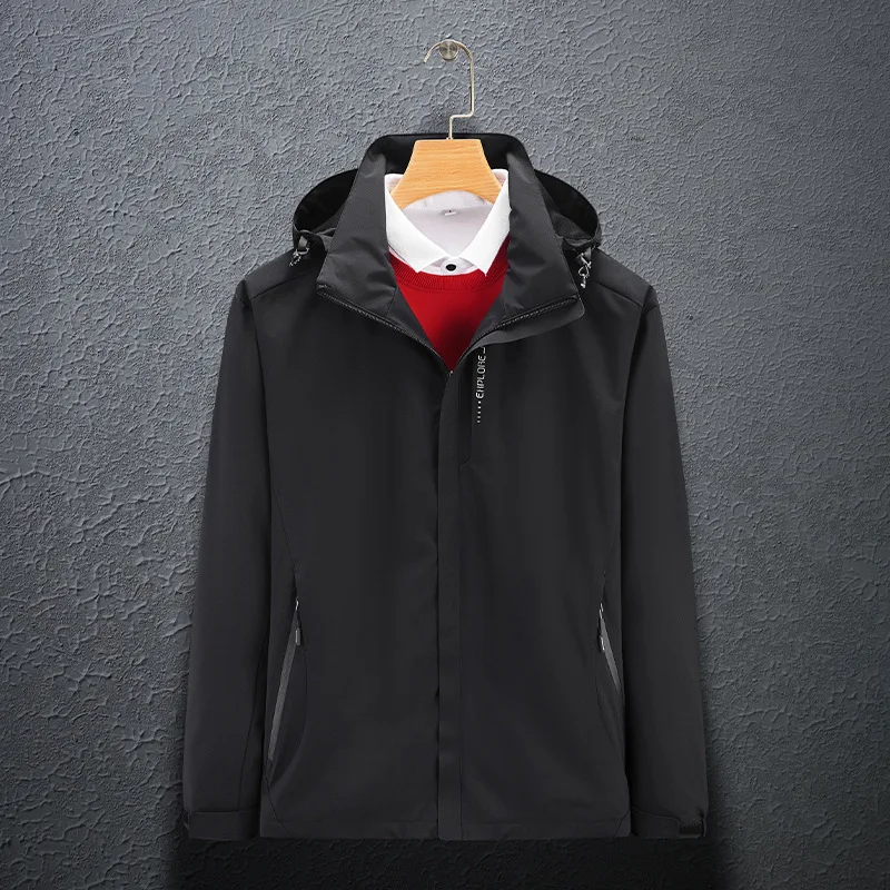 Couples Large Size Outdoor Thin Jacket Spring and Autumn Mountaineering Suit Windproof Waterproof Breathable Hooded Windbreaker