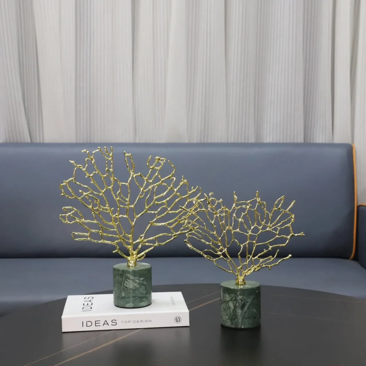 

Modern minimalist gold coral tree marble base decorations for home decor