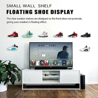 2pcs/6pcs Floating Sneaker Shelves Wall Mounted Shoe Display Stand Transparent Acrylic Shoe Rack For Bedroom Living Room Storage 2