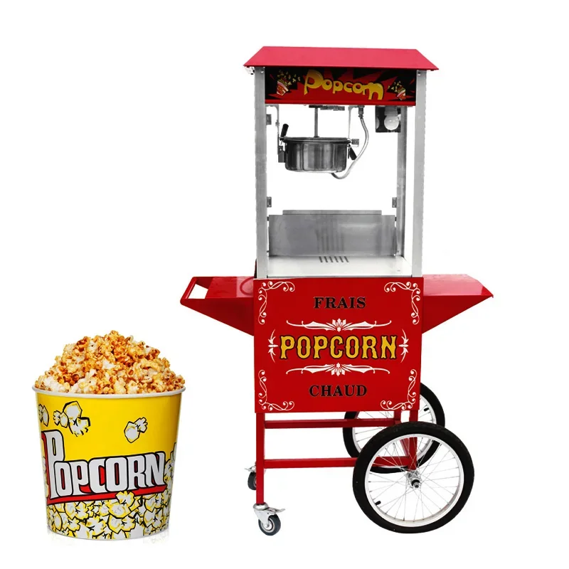 Automatic Popcorn Maker Electric Commercial Popcorn Machine with Cart Sturdy and Durable