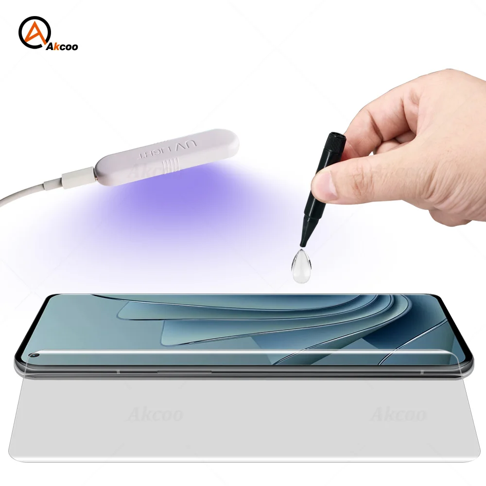 Закаленное стекло Akcoo для OnePlus 9 Pro, защитная пленка на весь экран с клеем для разблокировки по отпечатку пальца, пленка для Oneplus 10 pro