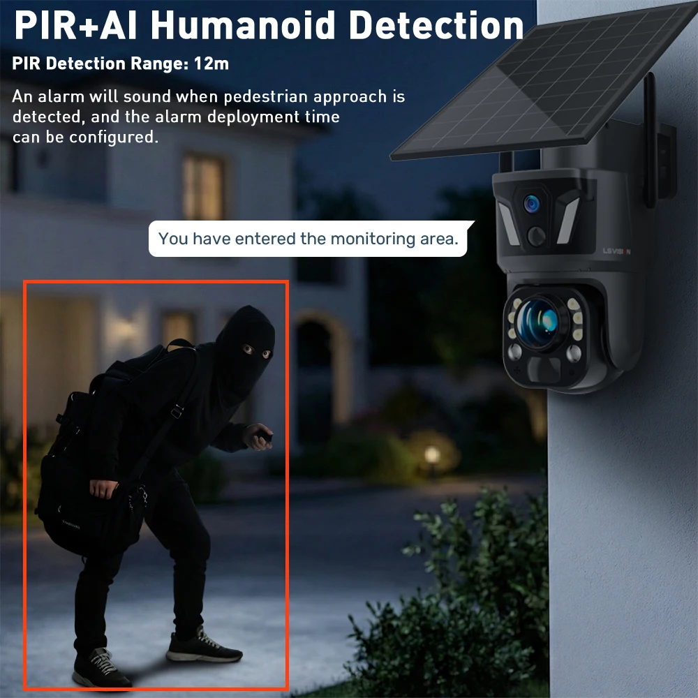 New UBOX 4K 8MP 99X Zoom 4G Outdoor Solar Surveillance Camera Dual Screens WiFi Security Camera PIR Detection Auto Tracking CCTV 4