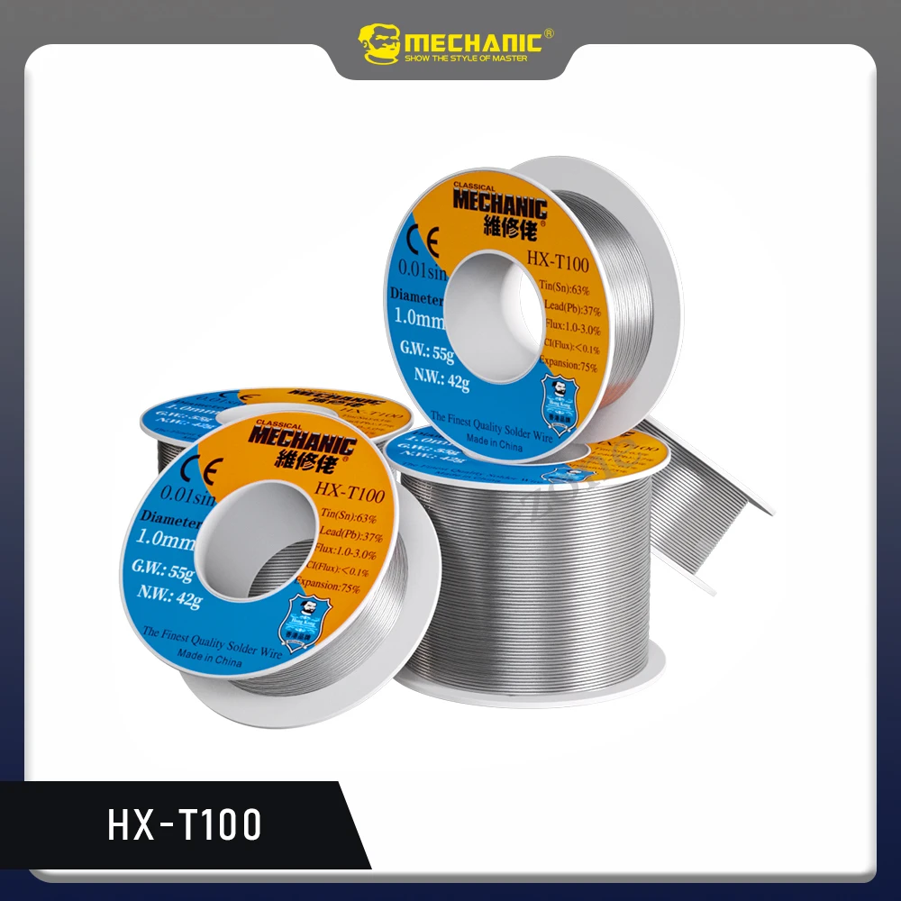 MECHANIC Soldering Wire Tin HX-T100 100g Containing Rosin Flux 0.2-0.8mm High Purity Solder Wire Welding Flux Iron Cable
