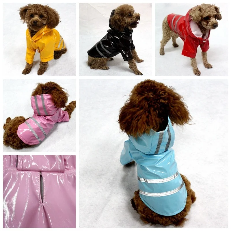

Pet Clothes Dog Raincoat Dog Costume Rainproof Reflective Hooded Two Feet