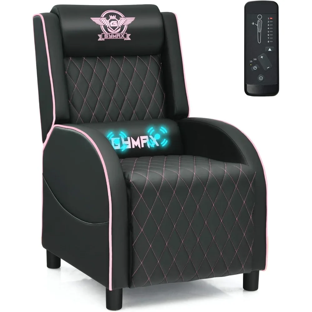 Massage Gaming Recliner Chair, Ergonomic Racing Style Single Sofa with Adjustable Headrest, Backrest & Footrest, Home Theater S 1