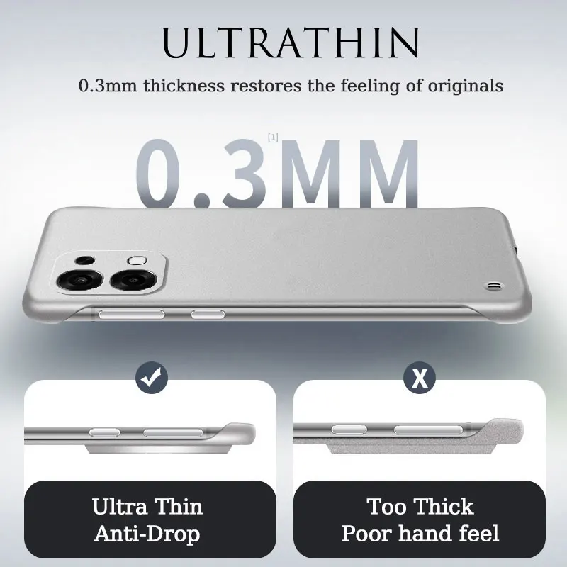 Frameless Slim Matte Hard Back Cover Case with Lucky Ring - ShockProof s