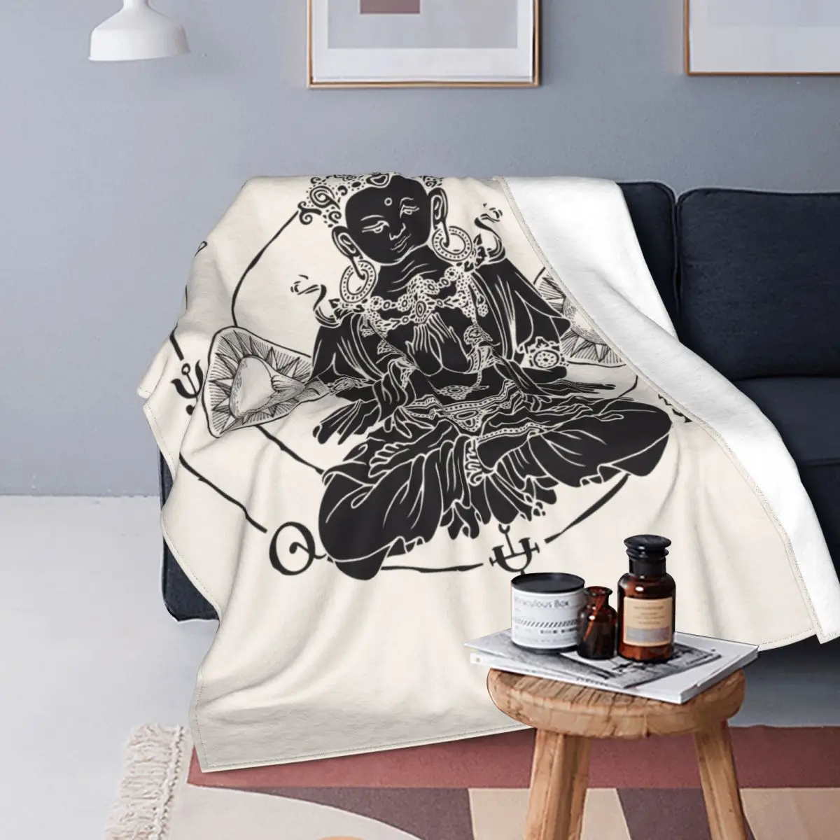

Buddha Sun And Moon Retro Blankets Amulet Mystery Tarot Wool Funny Soft Throw Blanket for Home Summer