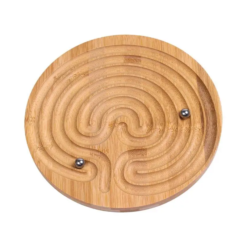Wooden Labyrinth Maze Ball Puzzle Toys Hand Game Case Fun Brain Game Challenge Fidget Concentration Children Educational Toy 6