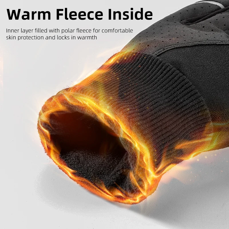 WEST BIKING Winter Long Finger Cycling Gloves Non-slip Shock-absorbing Touch Screen Warm Glove Outdoor Sport MTB Road Bike Glove