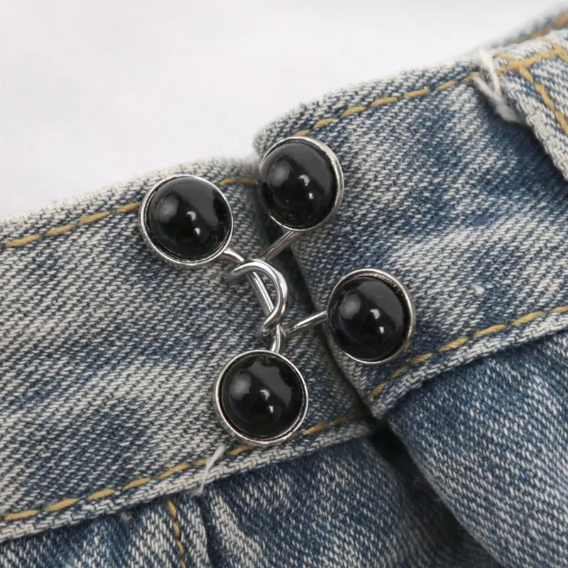 Cute Nail-free Metal Jeans Button Adjustable Waist Buckle Set Jean Button Pins Perfect Fit Instant Tighten Waist Belt for Women