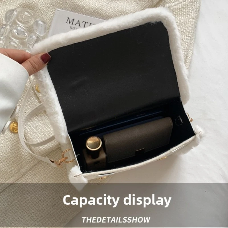 Winter Crossbody Bags for Women Shoulder Bag New Lamb Plush Velvet Bag Lady Small Square Handbag French Korea Style ショルダーウォレット