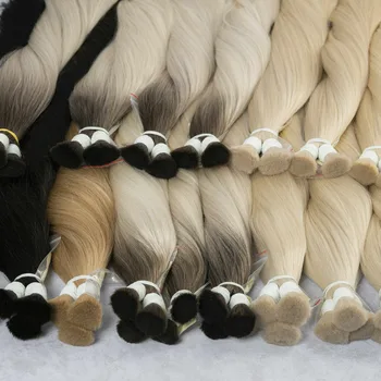 100% Real Human Vietnamese Hair Extensions no Weft Honey Blond Hair Bulks Virgin Hair Straight Weaving Hair for Braiding 1