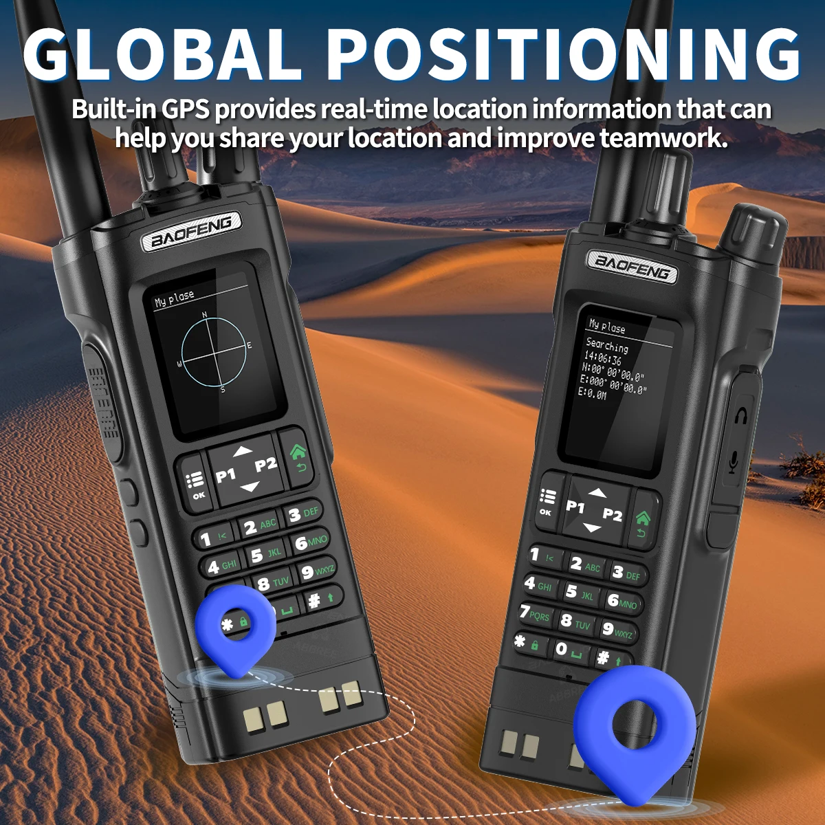 BAOFENG UV-32 GPS Walkie Talkie Multi Band 10W Bluetooth Phone APP Programming 1000CH Type-C Long Range Upgraded UV-5R Ham Radio 3